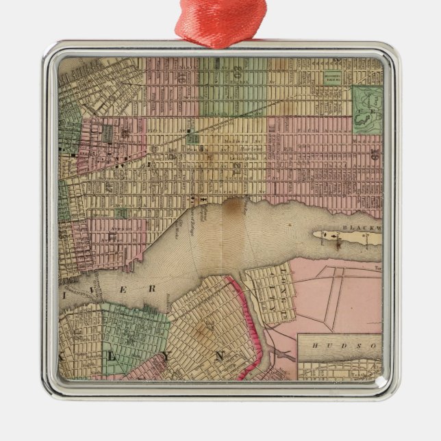 New York, Brooklyn Map by Mitchell Metal Ornament (Front)