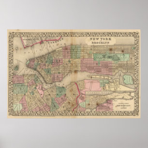 New York, Brooklyn Map by Mitchell Poster