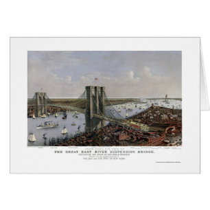 New York & Brooklyn, NY Panoramic Map - 1885 Cards