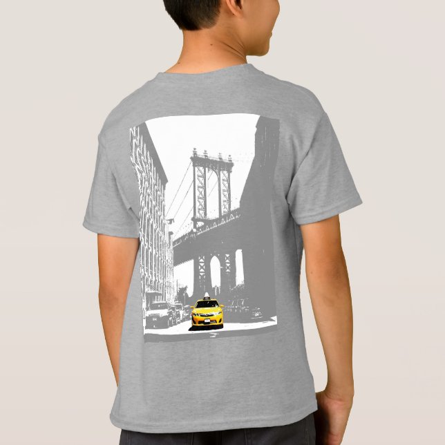 New York Brooklyn Yellow Taxi Boys Back Print T-Shirt (Back)