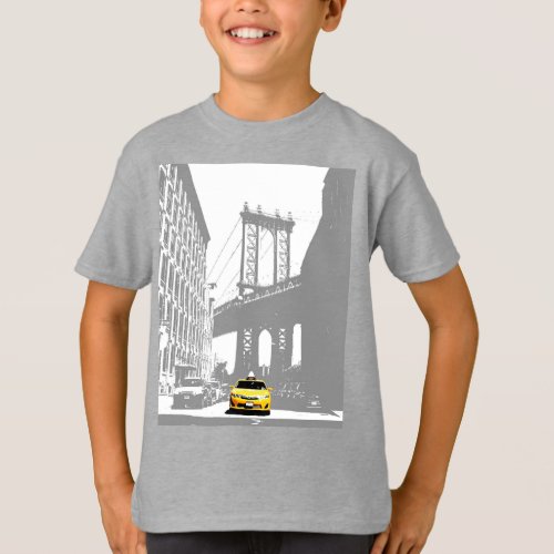 New York Brooklyn Yellow Taxi Kids Boys Template T_Shirt