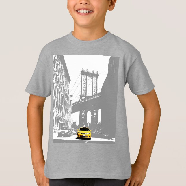 New York Brooklyn Yellow Taxi Kids Boys Template T-Shirt (Front)