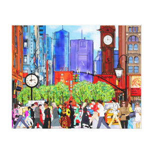 New York Busy Street People Crossing Street Canvas Print