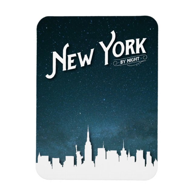 New York by night skyline - Flexible Photo Magnet (Vertical)