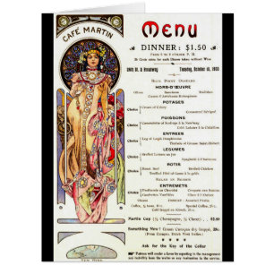 New York Café Menu 1903 Cards