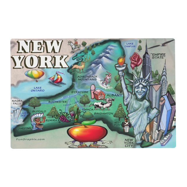 New York Cartoon Map Placemat (Front)