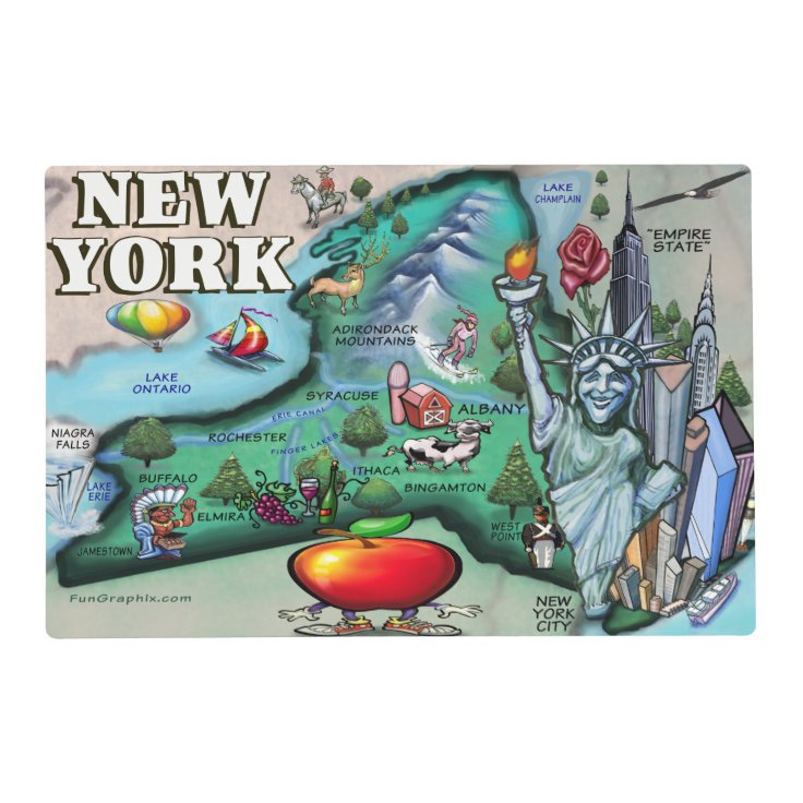 New York Cartoon Map Placemat | Zazzle