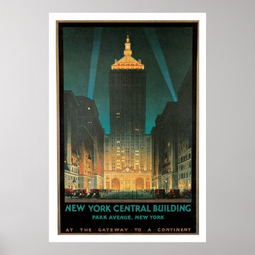 New York Central Building Vintage Travel Poster