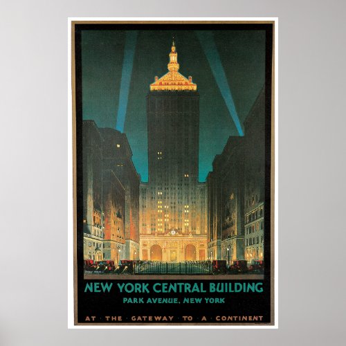 New York Central Building Vintage Travel Poster