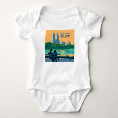 New York Central Park Bench Baby Bodysuit