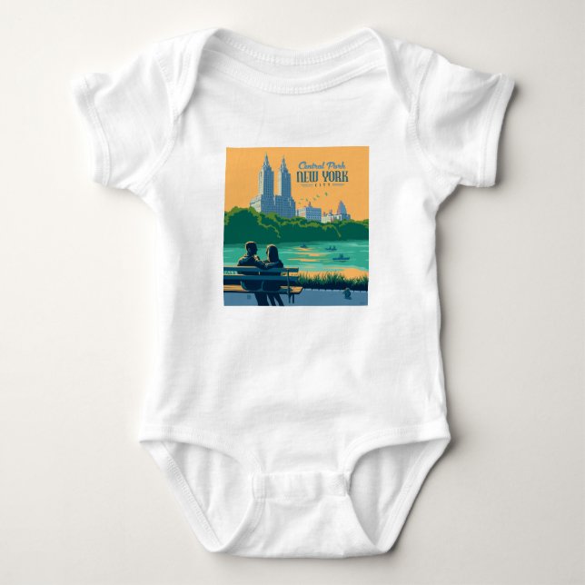New York Central Park Bench Baby Bodysuit (Front)