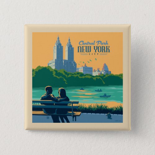 New York Central Park Bench Button