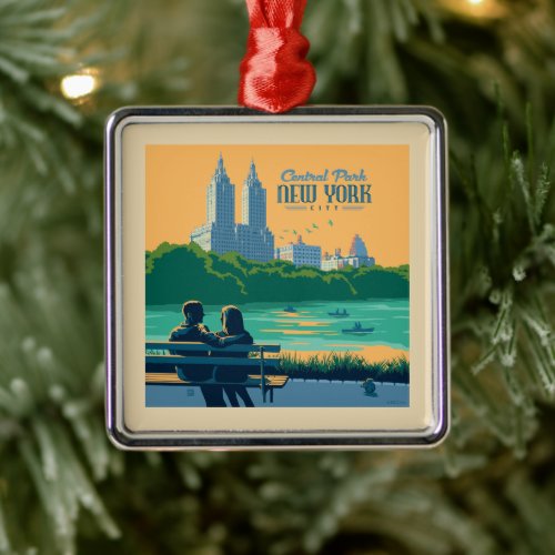 New York Central Park Bench Metal Ornament