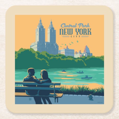 New York Central Park Bench Square Paper Coaster