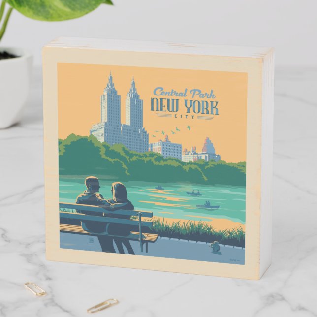 New York Central Park Bench Wooden Box Sign (In Situ Horizontal)