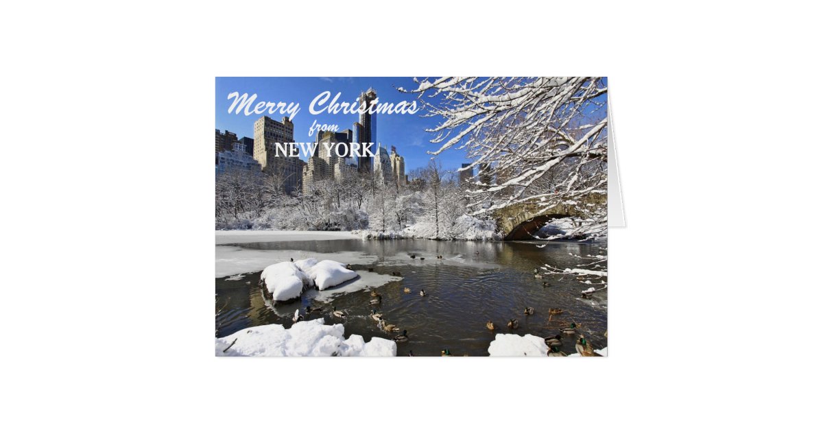 New York Central Park Skyline Christmas Card Zazzle Com