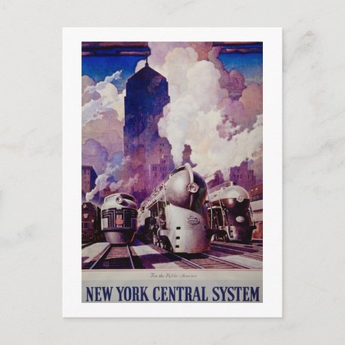 New York Central Railroad Vintage Trains Postcard