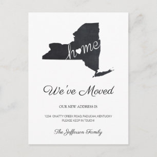 New York Chalkboard State Map Moving Postcard