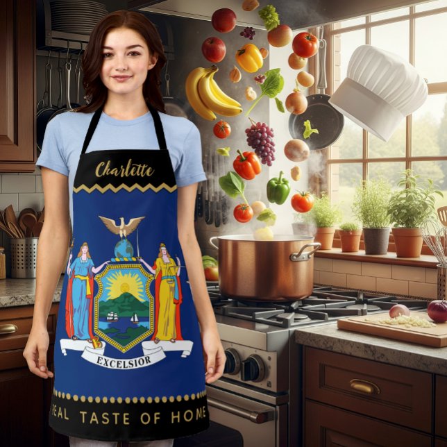 New York Chefs Apron, USA, New York Flag Apron (New York Chefs Apron / patriotic, name)