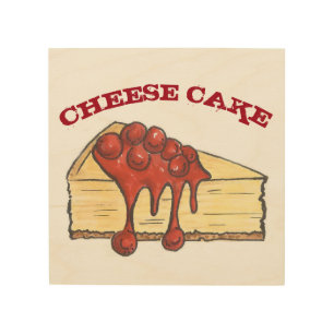 New York Cherry Cheese Cake Cheesecake Food Bakery Wood Wall Art