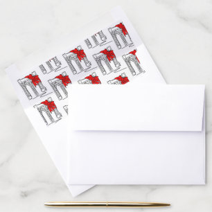 New York Christmas Brooklyn Bridge Red Bow NYC Envelope Liner