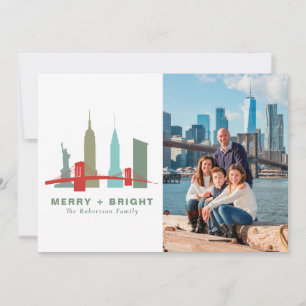 New York Christmas Buildings, Architecture Skyline Holiday Card