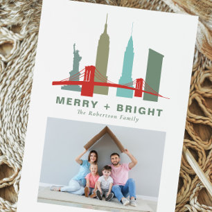 New York Christmas Buildings, Architecture Skyline Holiday Card