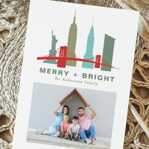 New York Christmas Buildings Architecture Skyline Holiday Card