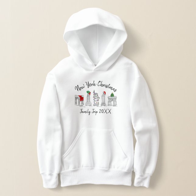 New York Christmas NYC Family Vacation Holiday Hoodie (Laydown)