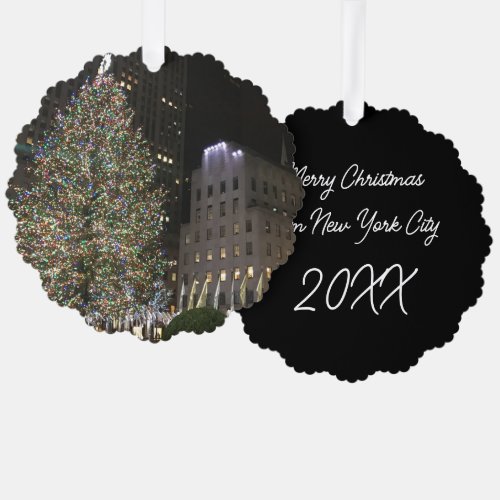 New York Christmas NYC Rockefeller Center Tree Ornament Card