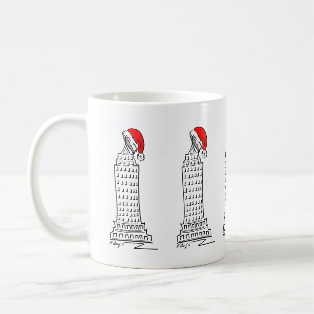 New York Christmas NYC Skyscraper Santa Claus Hat Coffee Mug (Left)