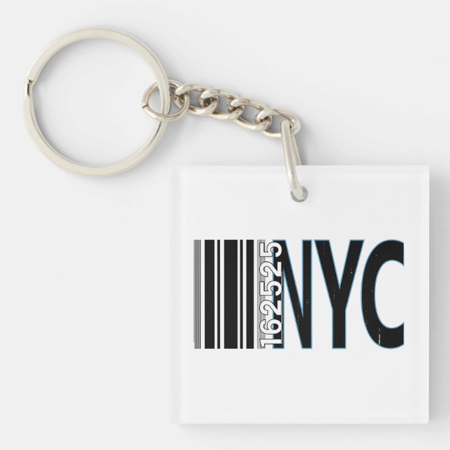 New York City 1625 Barcode Design Keychain (Front)