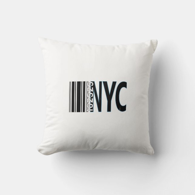 New York City 1625 Barcode Design Throw Pillow (Front)