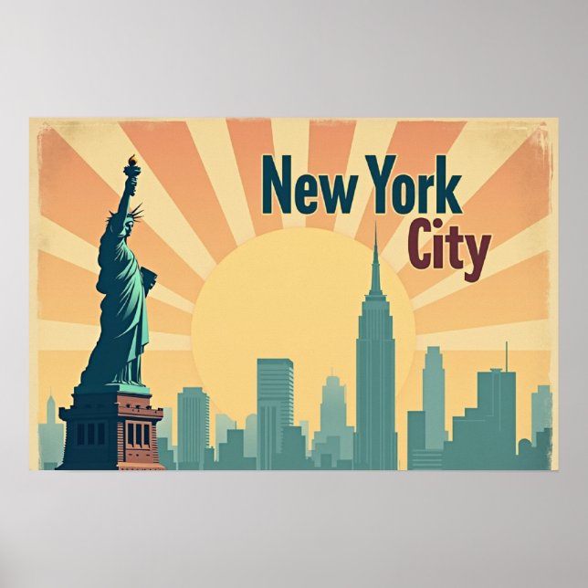 New York City –  24"x16" Art Deco Skyline Poster (Front)