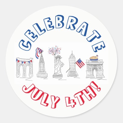 New York City 4th of July Fireworks NYC Celebrate Classic Round Sticker