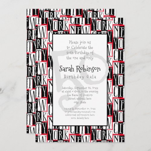 New York City 50th Birthday Party Manhattan Chic Invitation