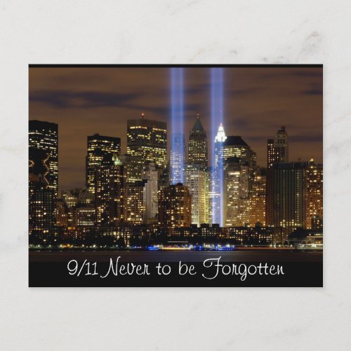 New York City 911 Tribute with Lights Postcard