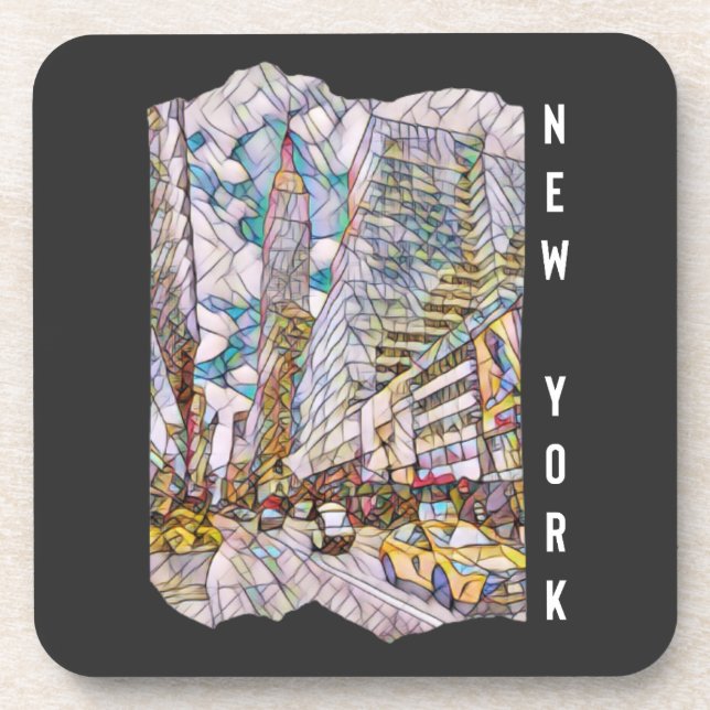 New York City Aesthetic Mosaic Art  Beverage Coaster (Front)