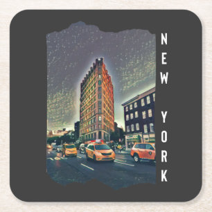 New York City Aesthetic Photo Art Square Paper Coaster