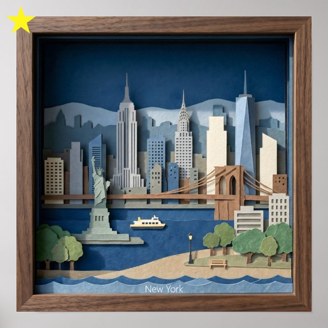 New York City America Layered Paper Art Diorama Poster (Creator Uploaded)