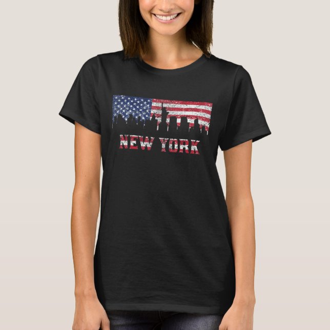 New York City American Flag Skyline T-Shirt (Front)