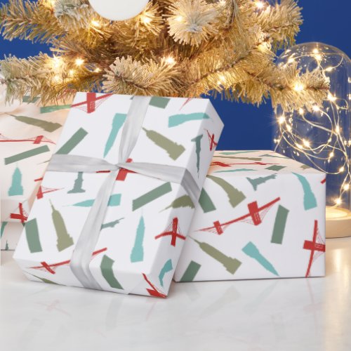 New York City Architecture Christmas Holiday Wrapping Paper