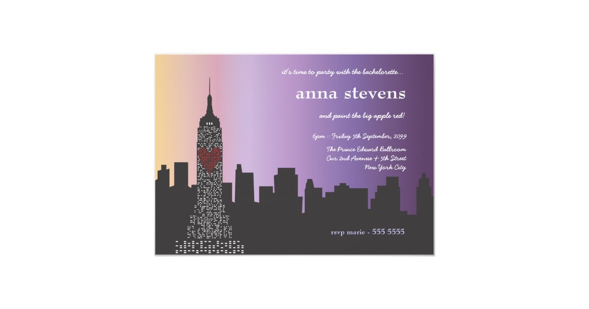 New York City At Night Bachelorette Party Invitation Zazzle Com
