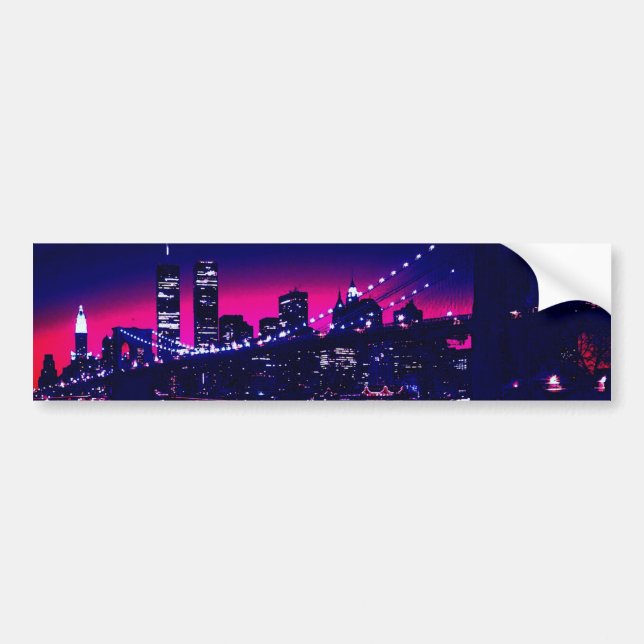 New York City at Night Bumper Sticker (Front)