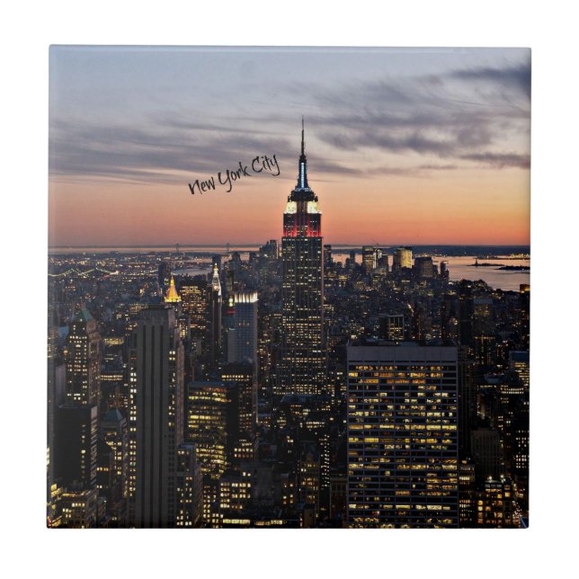 New York City at Night Ceramic Tile (Front)