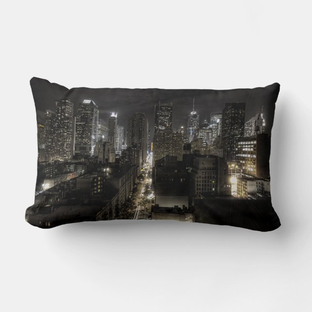 New York City at Night Lumbar Pillow (Front)