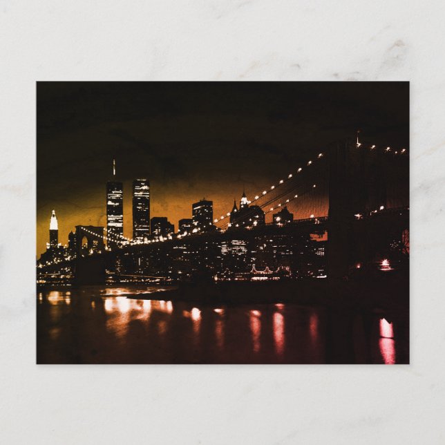 New York City at Night - New York City Skyline Postcard (Front)