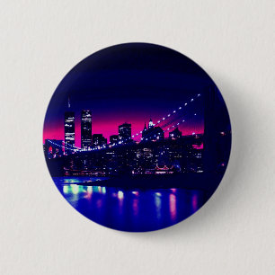 New York City at Night Pinback Button
