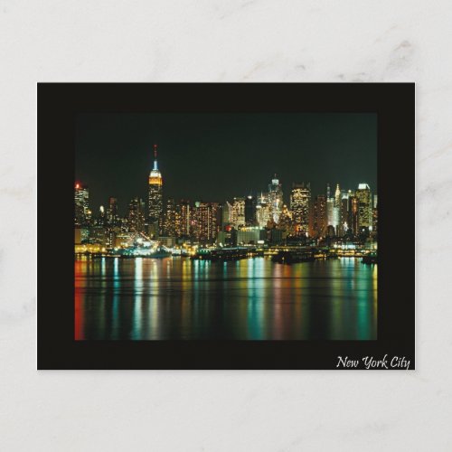 new york city at night postcard