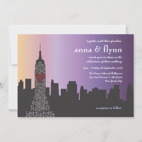 New York City at Night Wedding Invitation